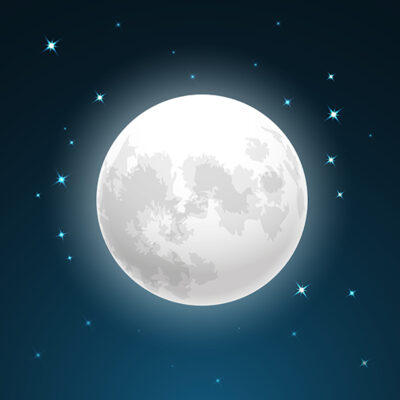 Full moon and stars Vector Illustration of full moon close up and around the stars
